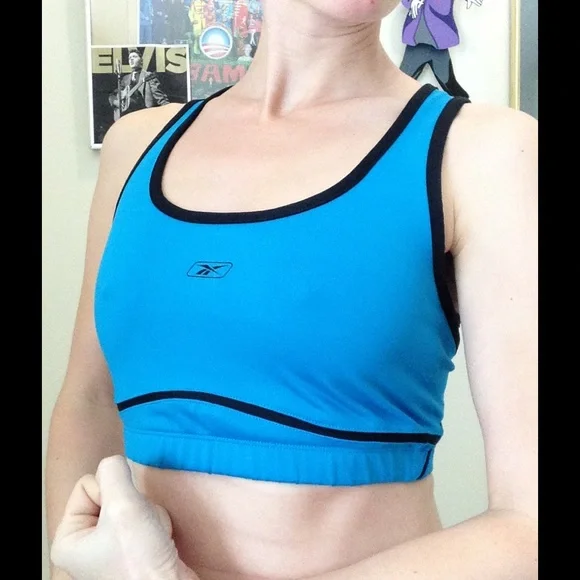 SOLD Reebok Triangle Cut Out Back Sports Bra Blue Sexy - Picture 10 of 15